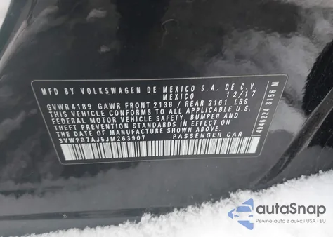 2018 Volkswagen Jetta 1.4T S z USA, uszkodzony, nr VIN 3VW2B7AJ5JM263907